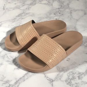 ADIDAS PINK NUDE SLIDES SANDALS ROSE GOLD 7 8